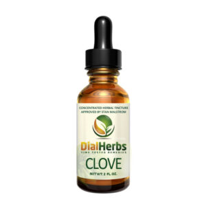 A bottle of clove oil is shown.