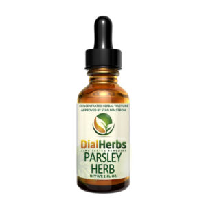 A bottle of parsley herb oil