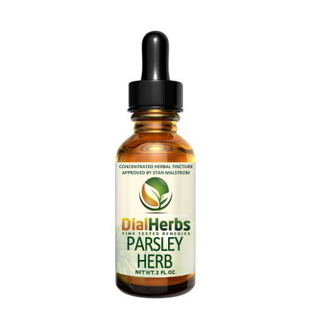 A bottle of parsley herb oil