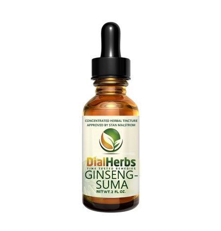 A bottle of dial herbs ginseng-suma tincture