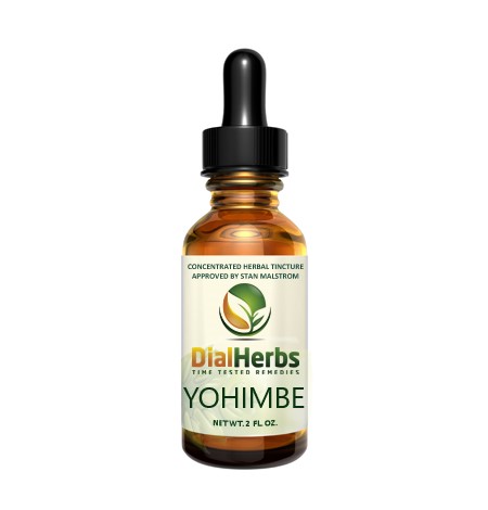 A bottle of yohimbe oil is shown.